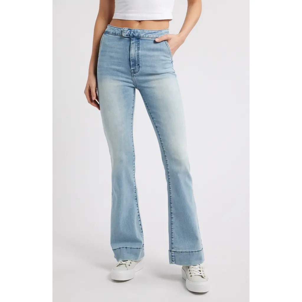 HIDDEN JEANS High Waist Flare Jeans in Light Wash at Nordstrom, Size 29 | Nordstrom