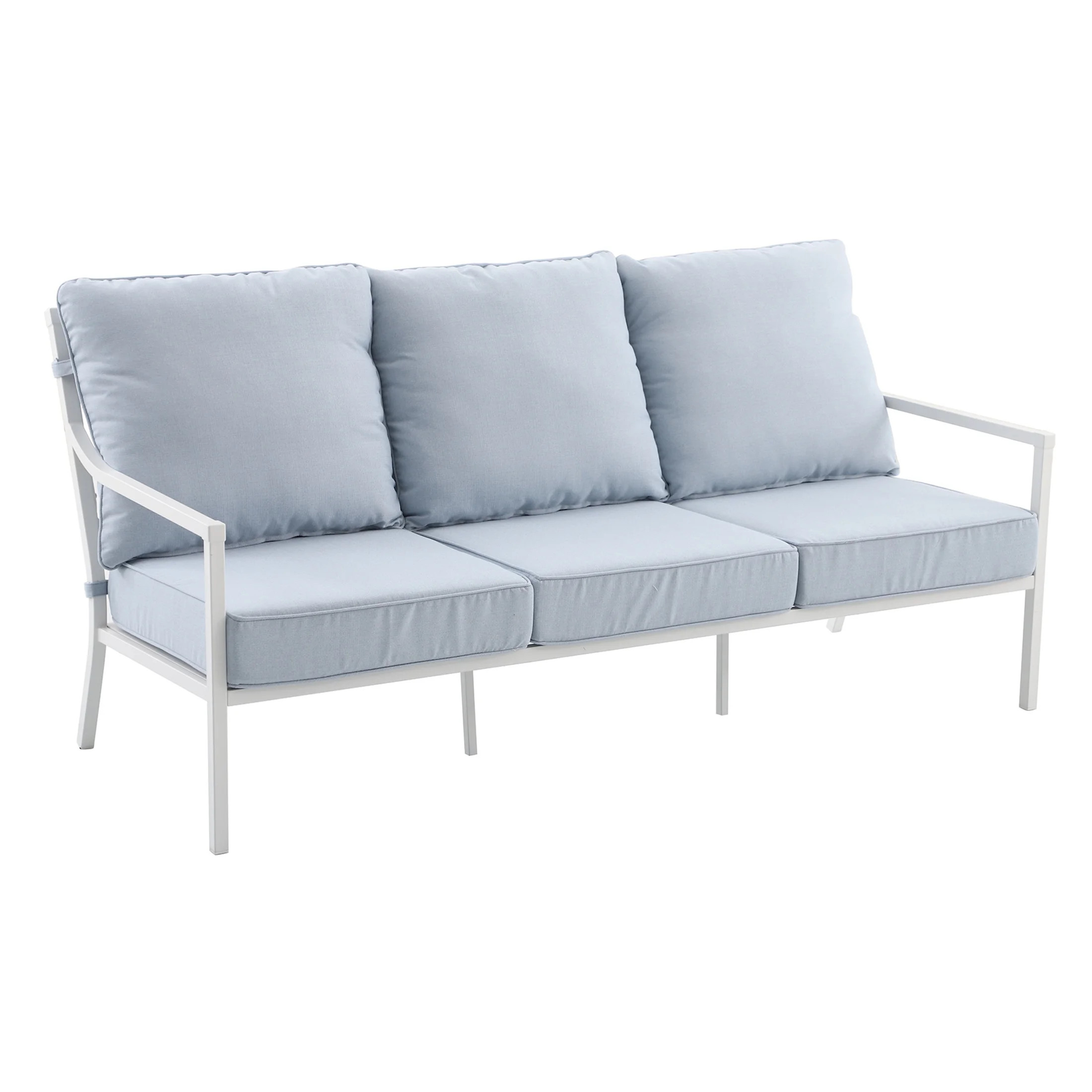 My Texas House Cambria Steel Outdoor Sofa, White/Blue | Walmart (US)