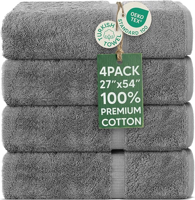 Chakir Turkish Linens 4 Piece Bath Towel Set, 100% Cotton Luxury Turkish Towels for Bathroom, Sof... | Amazon (US)