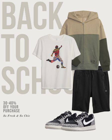 *Nike’s are not on sale. Everything else is.* Tween boys Back to School outfit.
-
Back to school sale - boys green utility shirt - boys uniform khaki pants - Nike black and white sneakers (not on sale) - black denim jacket boys - black backpack boys - boys preppy back to style outfit idea - green high top sneakers boys - affordable back to school tween boy - Gap Kids sale

#LTKsalealert #LTKkids #LTKBacktoSchool