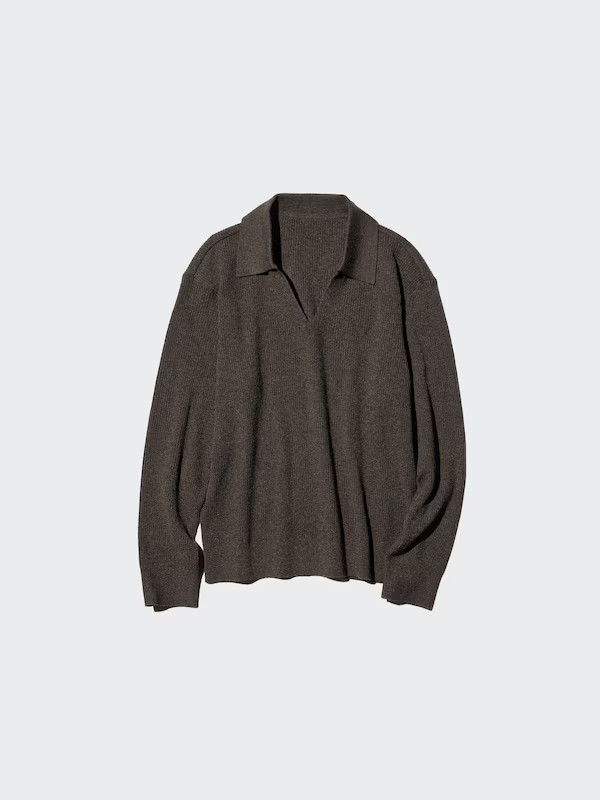 Washable Knit Polo Jumper | UNIQLO (UK)