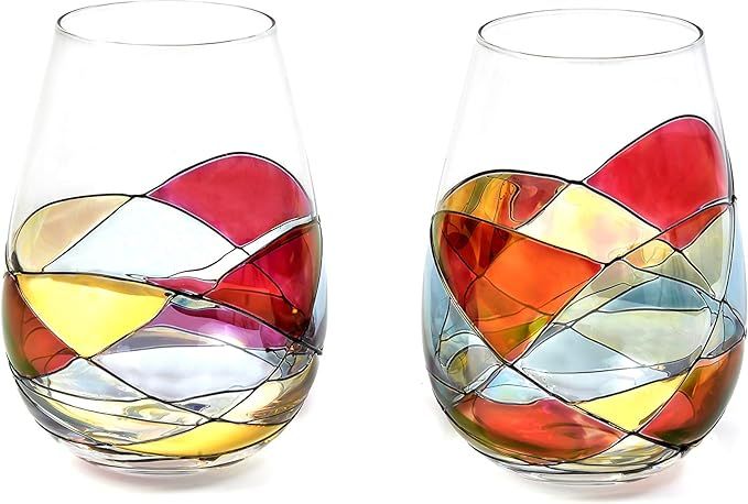 ANTONI BARCELONA Hand-Painted Stemless Wine Glass - Set 2 - Limited Drinking Glasses Drinkware Es... | Amazon (US)