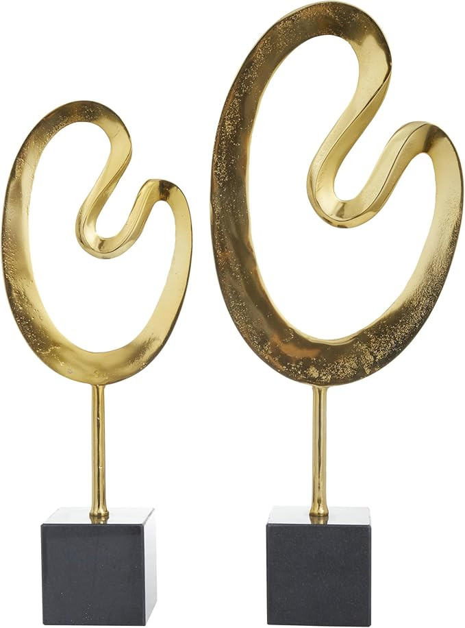 CosmoLiving by Cosmopolitan Marble Abstract Decorative Sculpture Home Decor Statues with Black Ba... | Amazon (US)