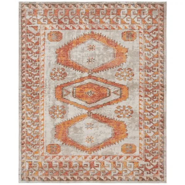 Mcmahen Wool Oriental Area Rug in Orange | Perigold