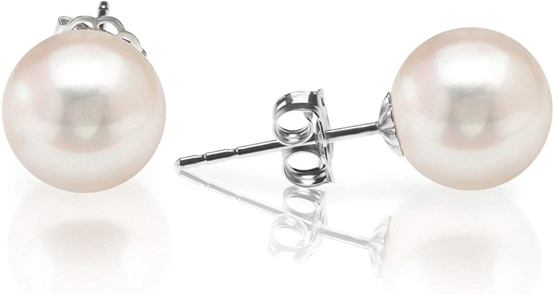 PAVOI Handpicked AAA+ 14K Gold Round White Freshwater Cultured Pearl Earrings | Pearl Earrings fo... | Amazon (US)