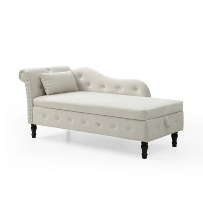 Luxurious Velvet Chaise Lounge with Storage, Tufted Buttons, Nailhead Trim, and Solid Wood Legs for Elegant Relaxation | Wayfair North America
