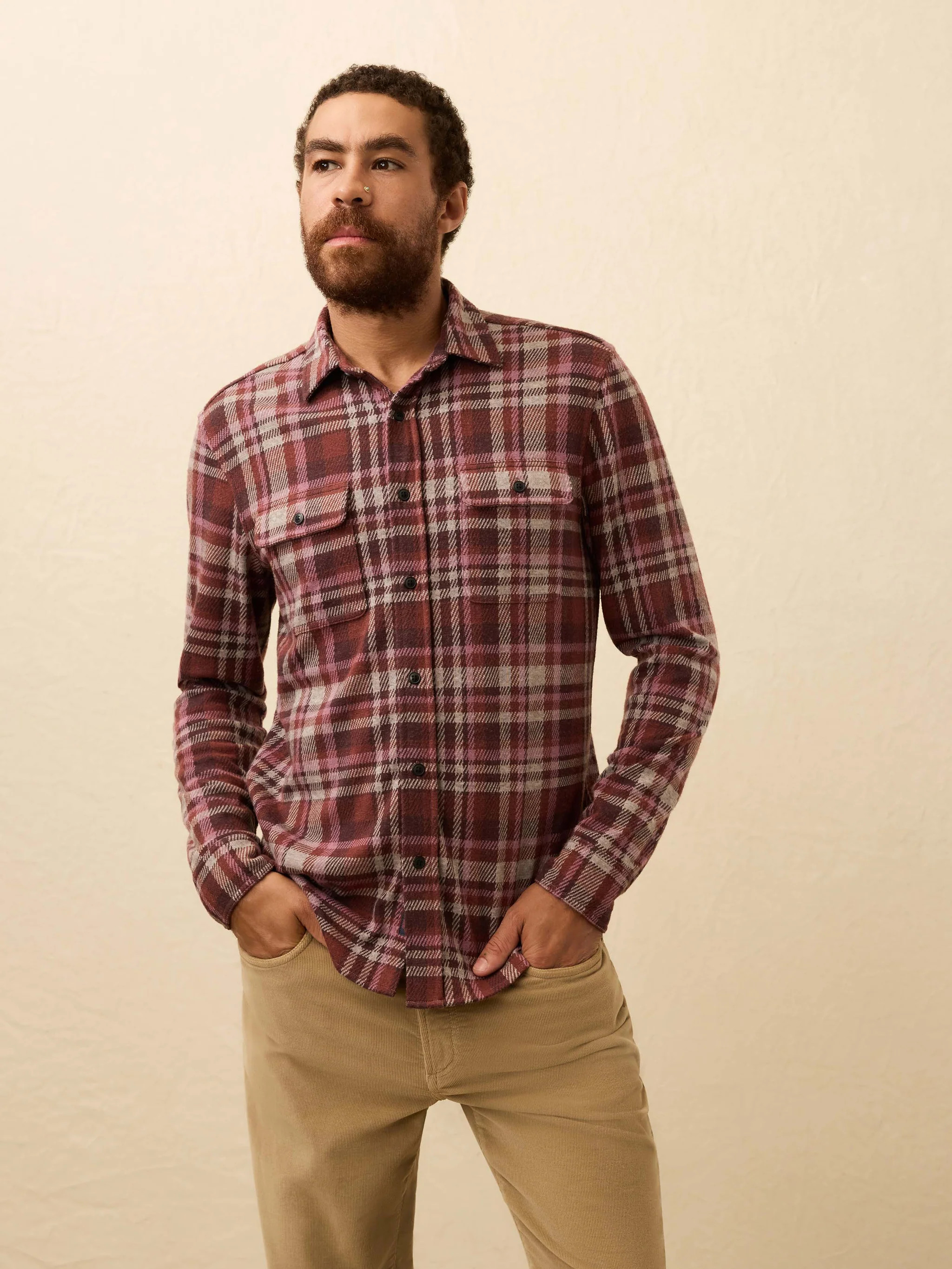 Legend Sweater Shirt - Burgundy Rose Plaid | Faherty