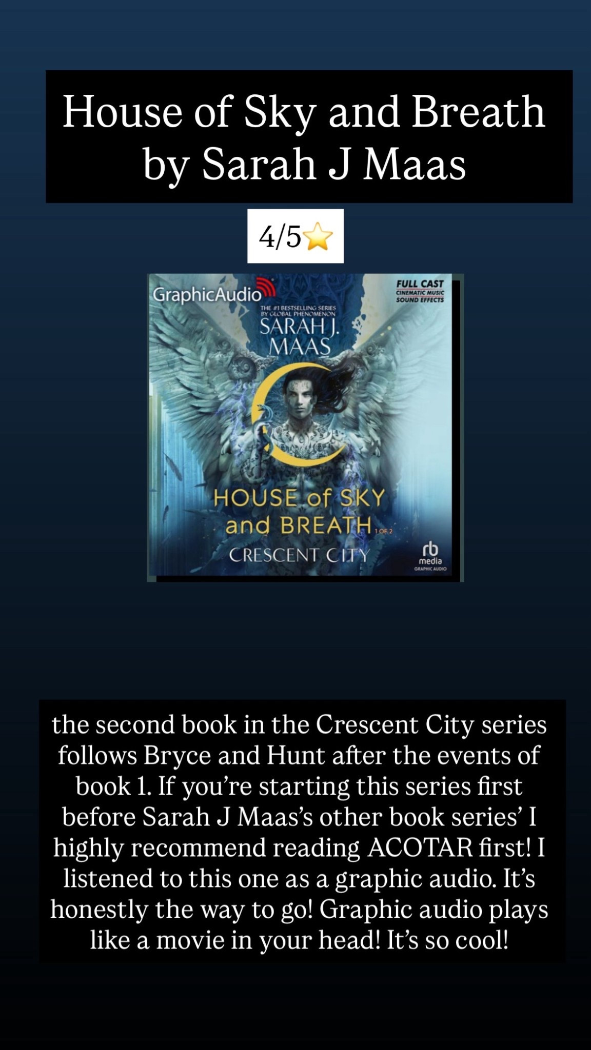 29. House of Sky and Breath by Sarah J Maas :: 4/5⭐️ the second book in the Crescent City series follows Bryce and Hunt after the events of book 1. If you’re starting this series first before Sarah J Maas’s other book series’ I highly recommend reading ACOTAR first! I listened to this one as a graphic audio. It’s honestly the way to go! Graphic audio plays like a movie in your head! It’s so cool!


#LTKTravel #LTKHome