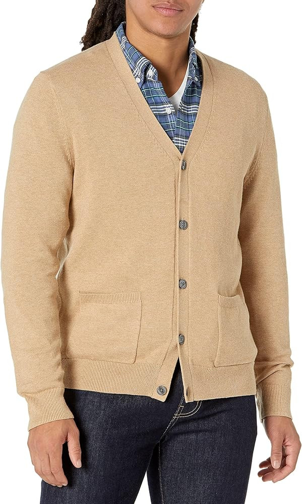 Amazon Essentials Men's V-Neck Cotton Cardigan Sweater | Amazon (US)