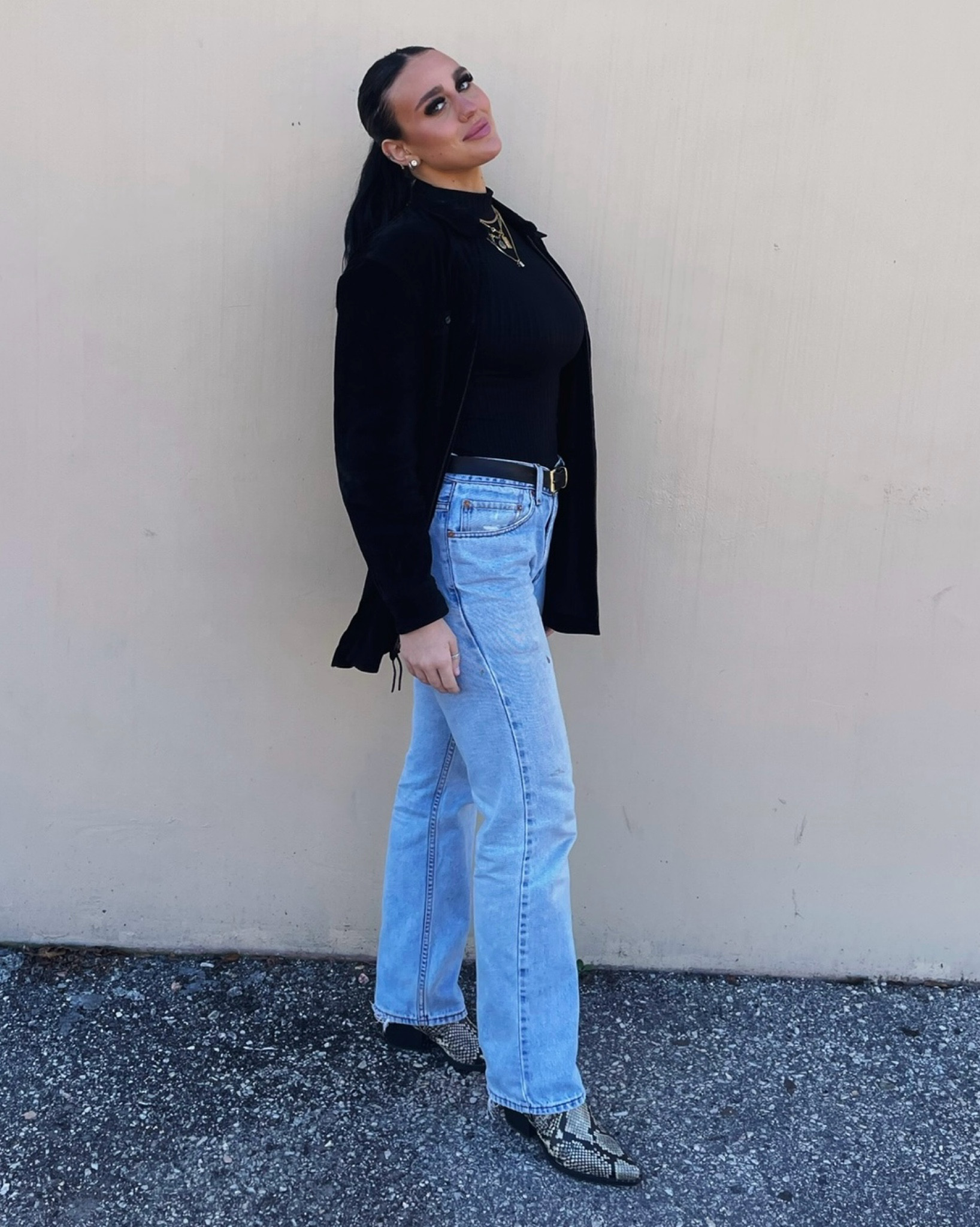 my jacket is a thrifted vintage suede Ralph Lauren in a size 8! 
Shoes tagged are same brand! 