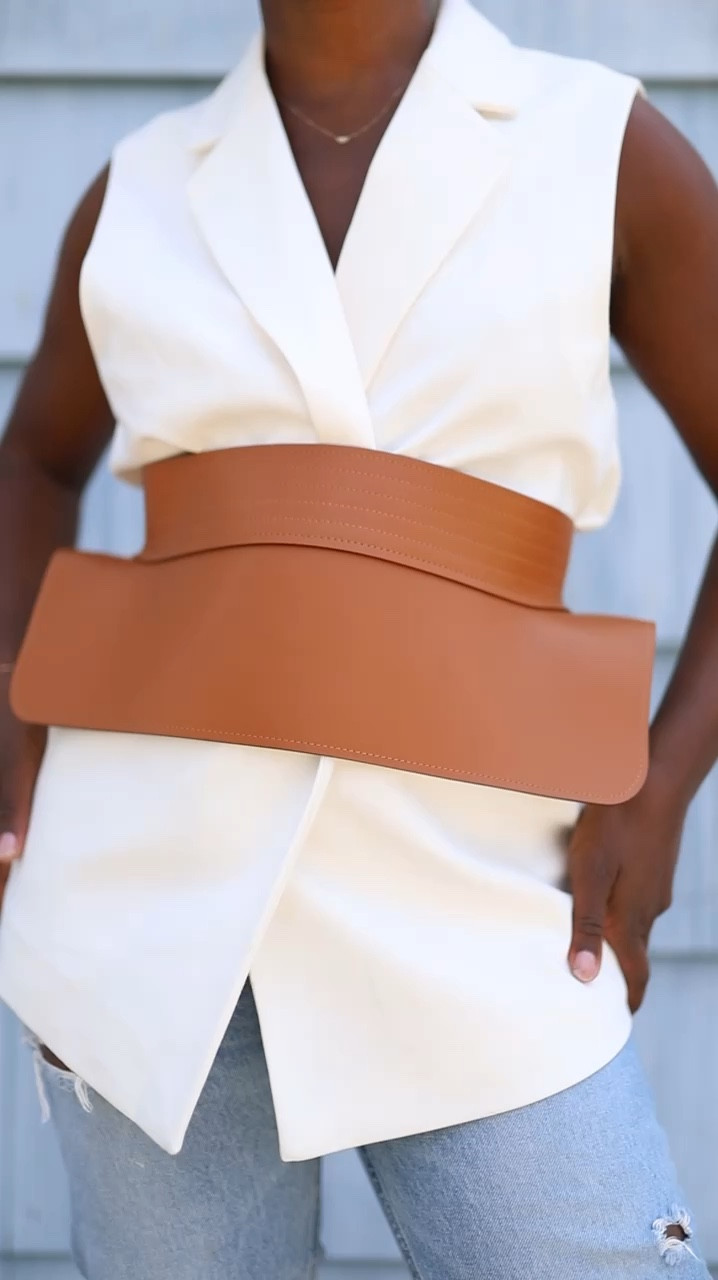 Elevate a simple outfit  by adding a bold statement accessory like I did here with this white blazer vest and distressed wide leg straight blue jean look. Which accessory would you choose, the Loewe Obi belt or Chanel 19 bag?

#LTKVideo #LTKItBag #LTKStyleTip