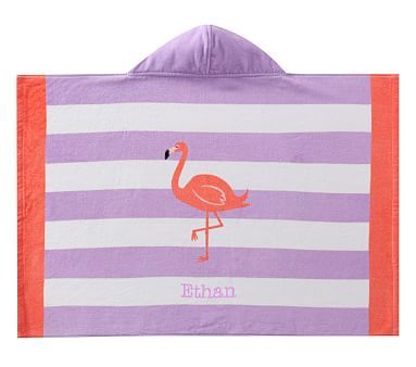Flamingo Stripe Baby Beach Hooded Towel | Pottery Barn Kids