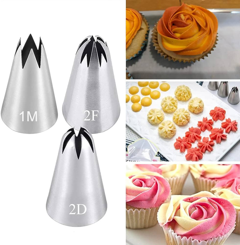 Icing Piping Tip Set,3 Large Decorating Tips Stainless Steel,DIY Cream Rose Flower Piping Tips,Cu... | Amazon (US)