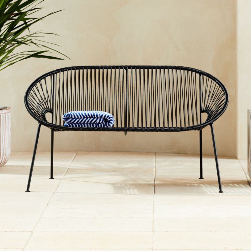 Ixtapa Black Outdoor Patio Loveseat + Reviews | CB2 | CB2