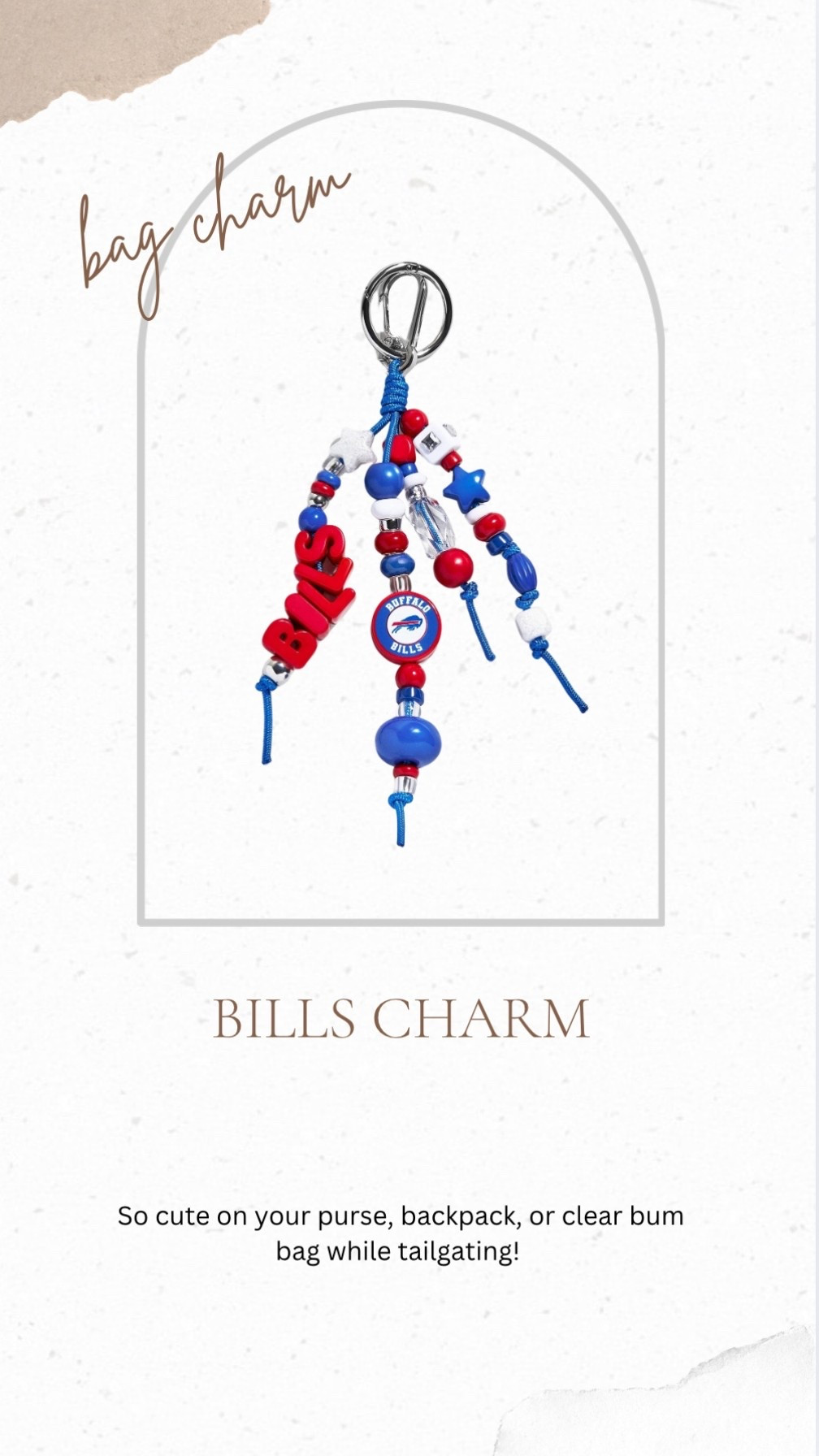 Bills bag charm! So cute on a purse, bum bag, backpack or clear stadium bag! #buffalobills #charm #footballseason