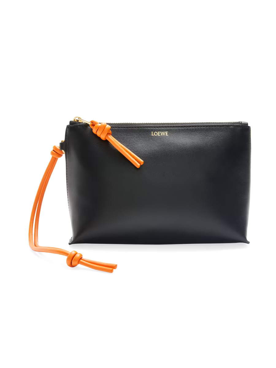 LOEWE T-Knot Leather Pouch | Saks Fifth Avenue | Saks Fifth Avenue