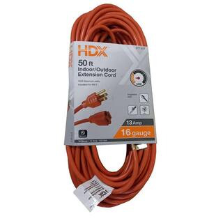 HDX 50 ft. 16/3 Light Duty Indoor/Outdoor Extension Cord, Orange HD#277-517 - The Home Depot | The Home Depot