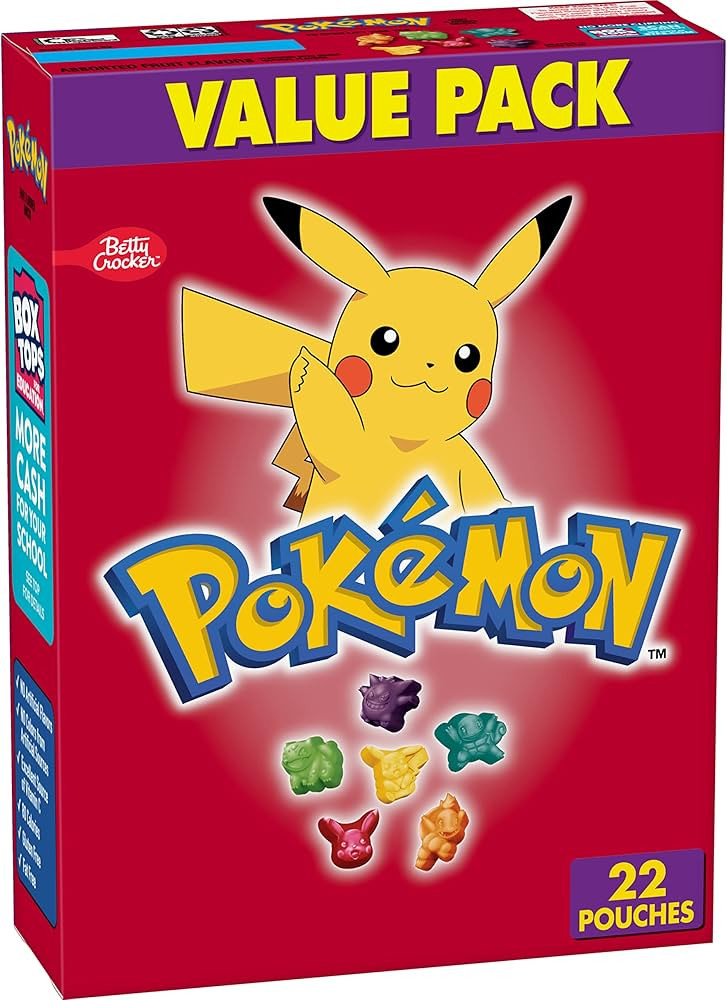 Betty Crocker Pokemon Fruit Flavored Snacks, Treat Pouches, Value Pack, 22 ct | Amazon (US)