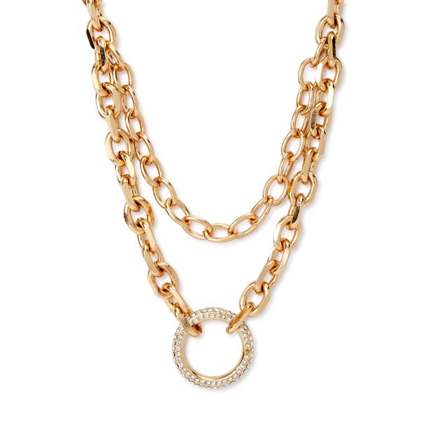 Sofia Jewelry by Sofia Vergara Layered Link Pavé Chain Necklace - Walmart.com | Walmart (US)