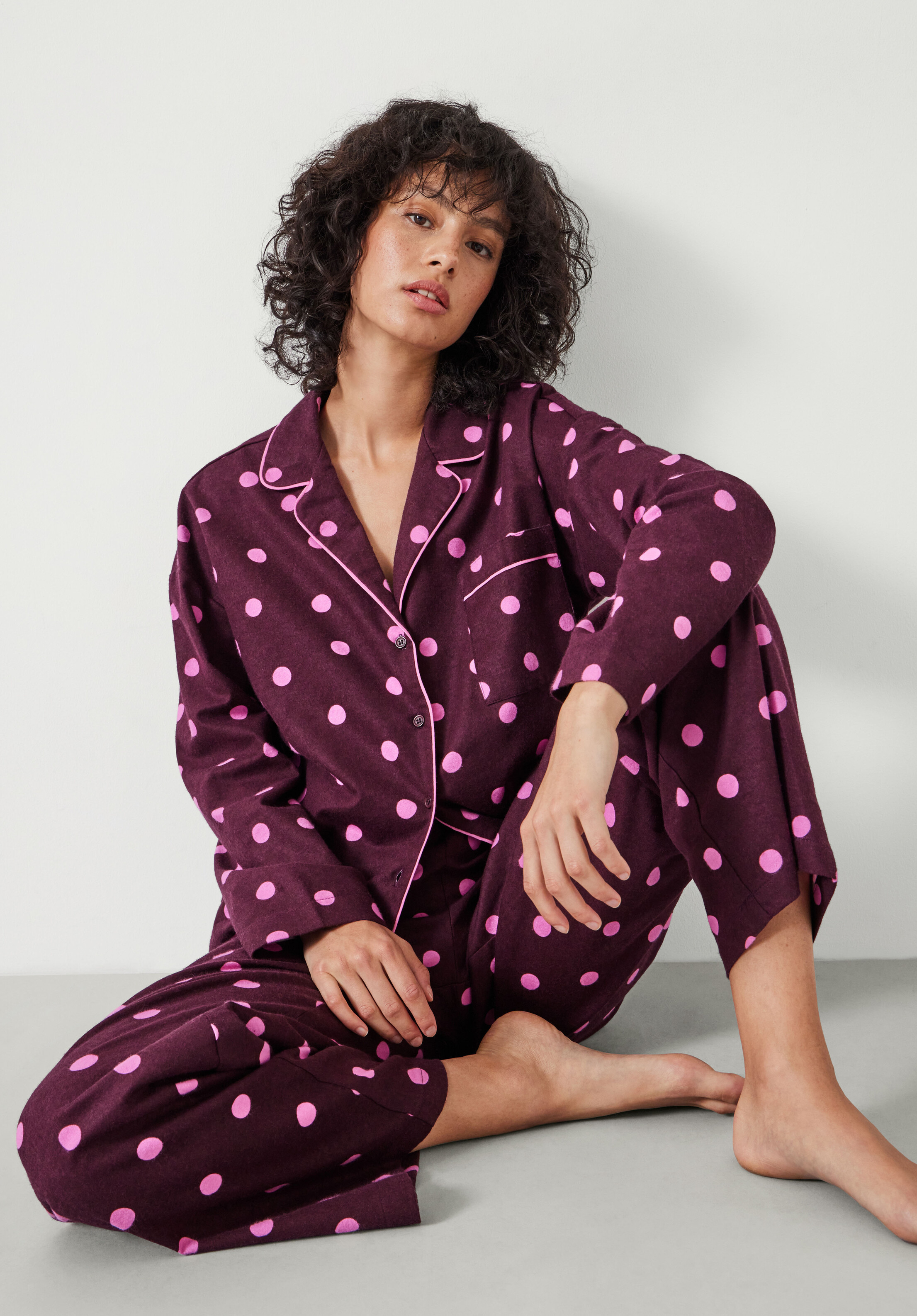 Amita Cotton Flannel Polka Dot Pyjamas | Hush UK