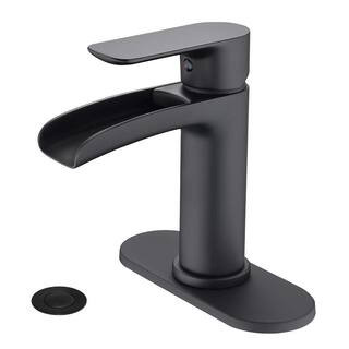 PROOX Single-Handle Single Hole Bathroom Faucet with Deck Plate in Matte Black PR-B34511-MB - The... | The Home Depot