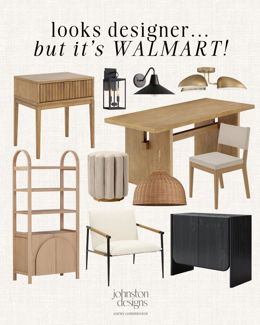Designer-looking furniture and lighting finds from Walmart that elevate your home without the high price. ✨

Walmart designer look furniture, Walmart home decor finds, Walmart furniture dupes, affordable designer furniture, modern wood furniture, Walmart dining table, arched bookshelf cabinet, wood nightstand table, modern accent chair, neutral home decor, modern wall sconces, brass ceiling light, woven pendant light, Walmart home styling 

 #LTKHome