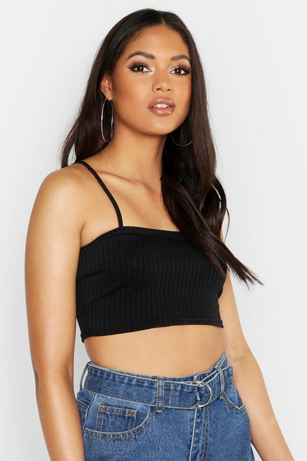 Tall Jumbo Rib One Shoulder Bralet | Boohoo.com (US & CA)