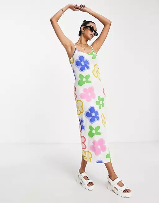 Vila Exclusive maxi cami dress in bold floral print | ASOS (Global)