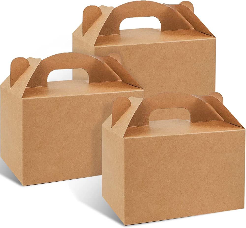 Unibana Brown Gift Boxes, 20 Pack Gable Boxes with Handles Kraft Party Favor Treat Boxes for Brid... | Amazon (US)