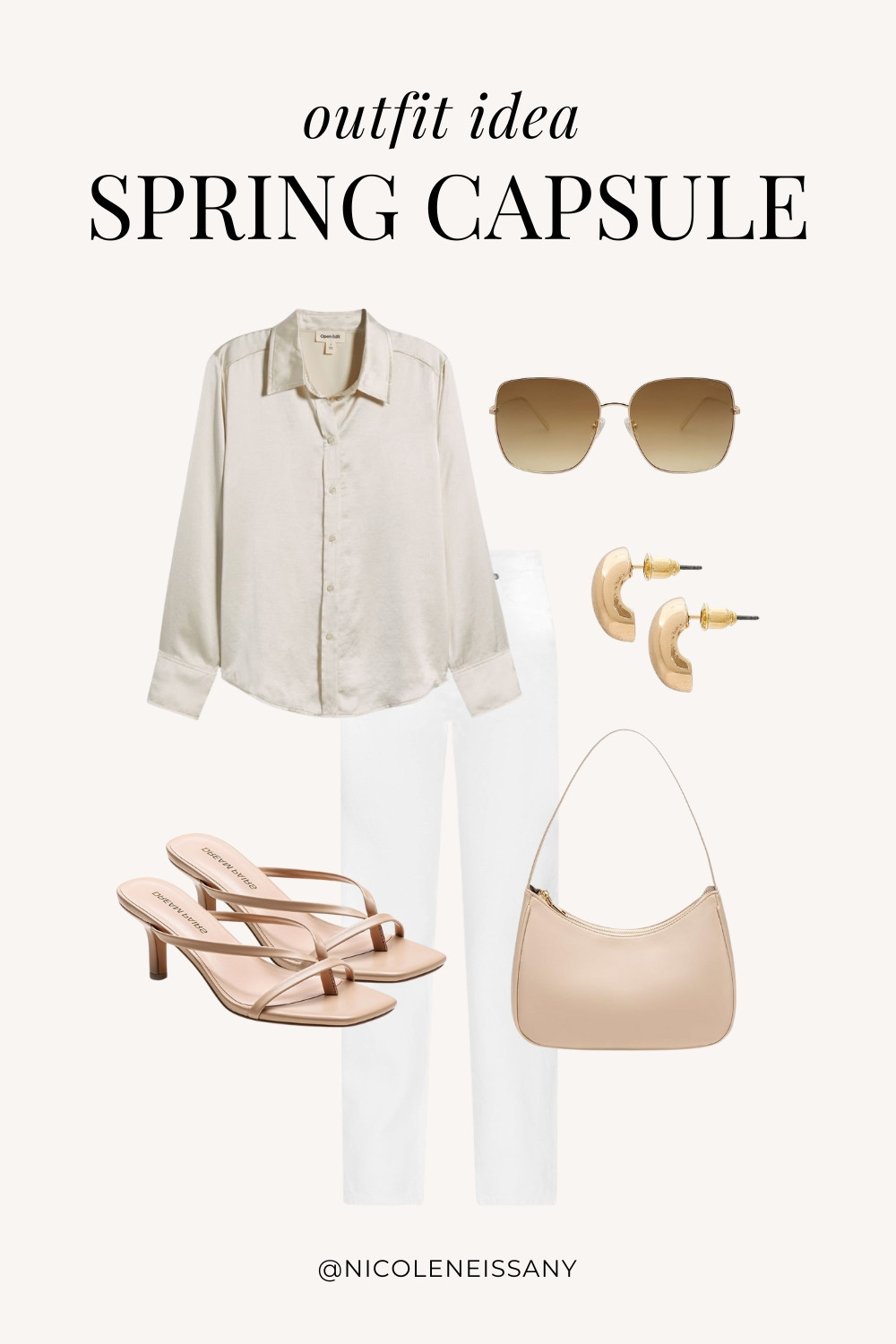 Spring outfit idea featuring my 2025 Spring Capsule Wardrobe staples | casual spring outfit, spring brunch outfit, spring date night outfit, spring date outfit, elevated casual spring outfit, spring work outfit, spring office outfit, casual spring outfit idea, spring outfits, spring shoes, 2025 spring trends, 2025 spring fashion trends, neutral capsule wardrobe, minimalist capsule wardrobe | satin blouse, satin shirt, satin button down shirt, spring tops, white jeans outfit, white denim outfit, spring jeans, spring denim, strappy heels, strappy sandals, kitten heels, nude purse, gold teardrop earrings

#LTKSpring 

 

#LTKPetite #LTKTravel #LTKSaleAlert #LTKShoeCrush #LTKWorkwear #LTKFindsUnder100 #LTKStyleTip #LTKFindsUnder50 #LTKSeasonal