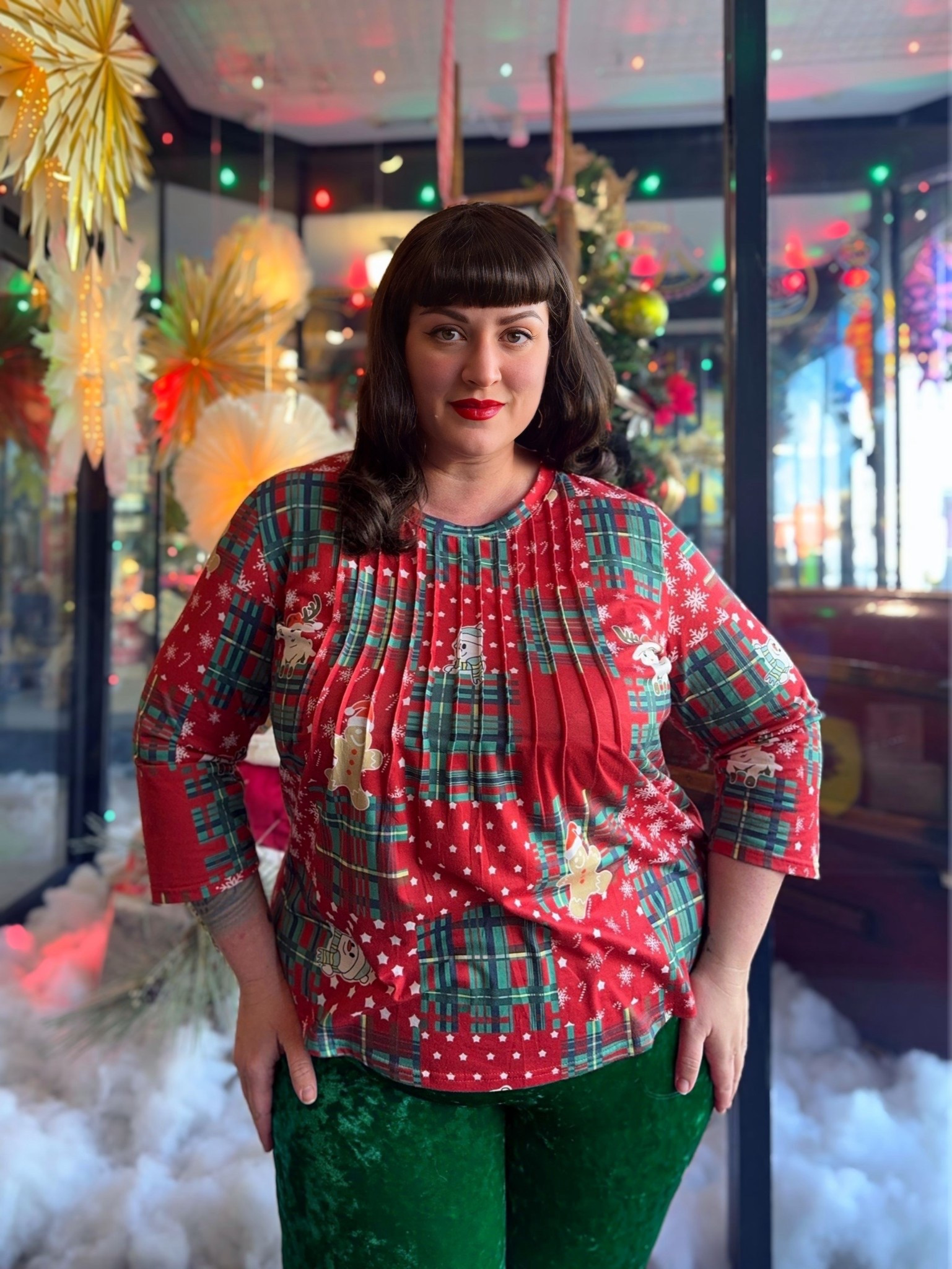 Plus size festive blouse with 3/4 sleeves

#LTKPlusSize #LTKSeasonal #LTKHoliday