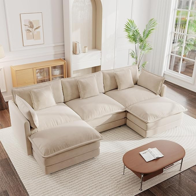 mikibama Modular Sectional Sofa, 111.5 Inch U Shaped Couch Set for Living Room, 3-Seater Comfy Cl... | Amazon (US)