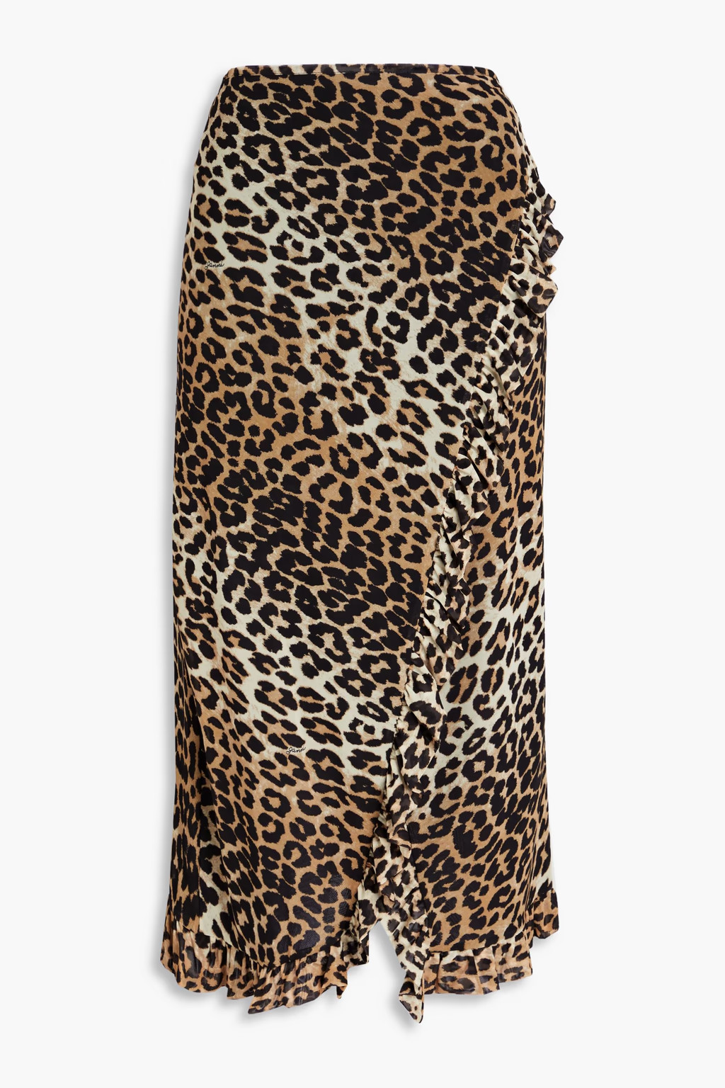 Ruffled leopard-print stretch-mesh midi wrap skirt | The Outnet (US and CA)