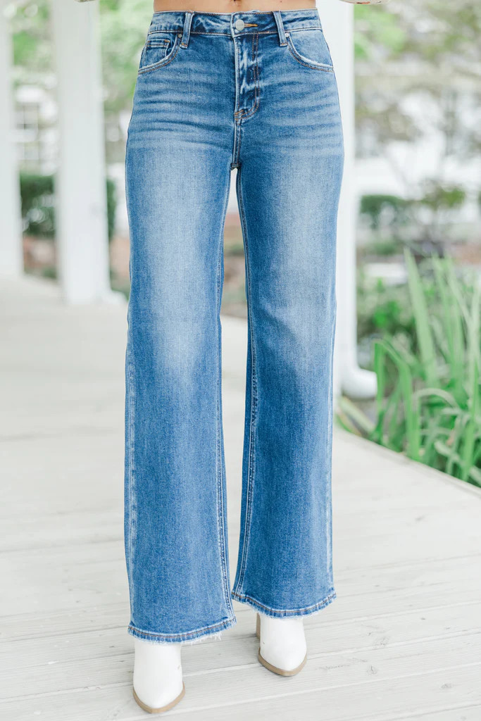 Risen Jeans: Take The Hint Medium Wash Straight Leg Jeans | The Mint Julep Boutique