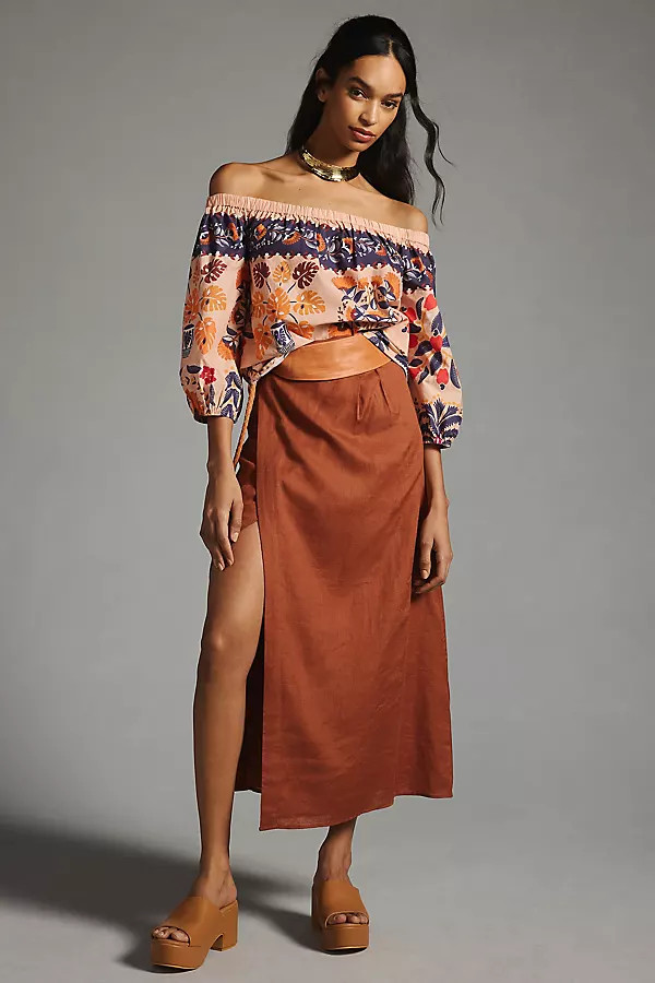 Farm Rio x Anthropologie Off-The-Shoulder Printed Poplin Top | Anthropologie (US)