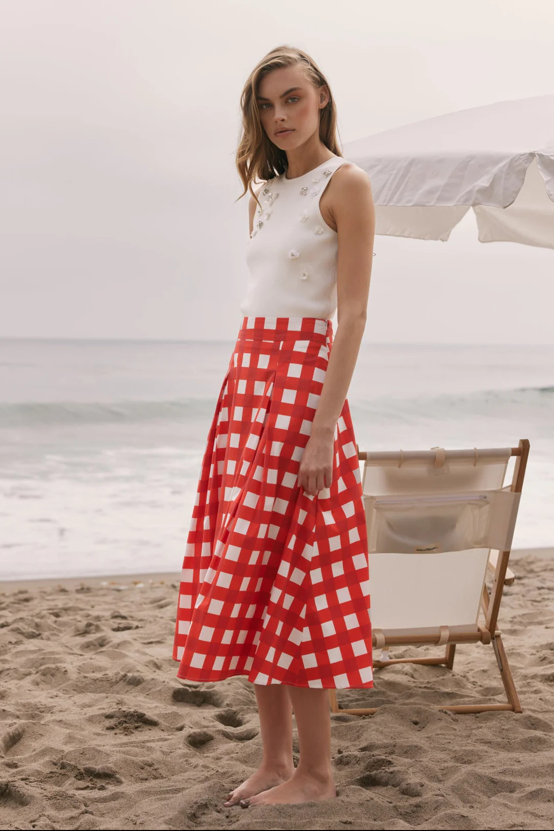 A-line Plaid Midi Skirt | English Factory