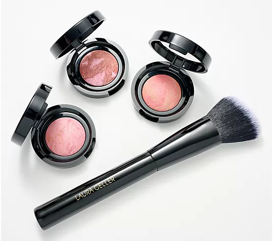 Laura Geller Blush N Brighten Travel Trio with Brush - QVC.com | QVC