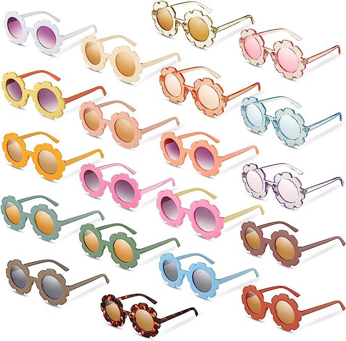20 Pieces Round Flower Sunglasses Girls Flower Shaped Sunglasses Cute Outdoor Beach Eyewear for K... | Amazon (US)