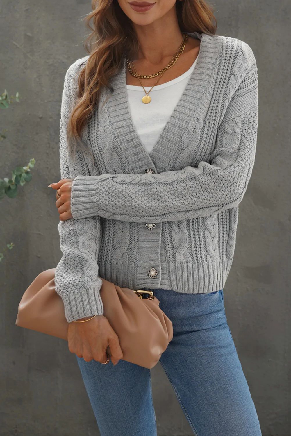Buttons Weave Knit Cardigan | Evaless