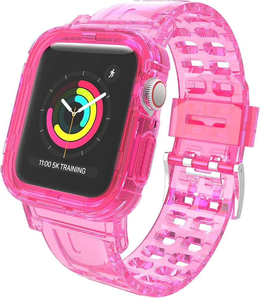 JXVM for Apple Watch Band 41mm 40mm 38mm with Case, Uni-body Protective Bumper Band, Crystal Clear M | Amazon (US)