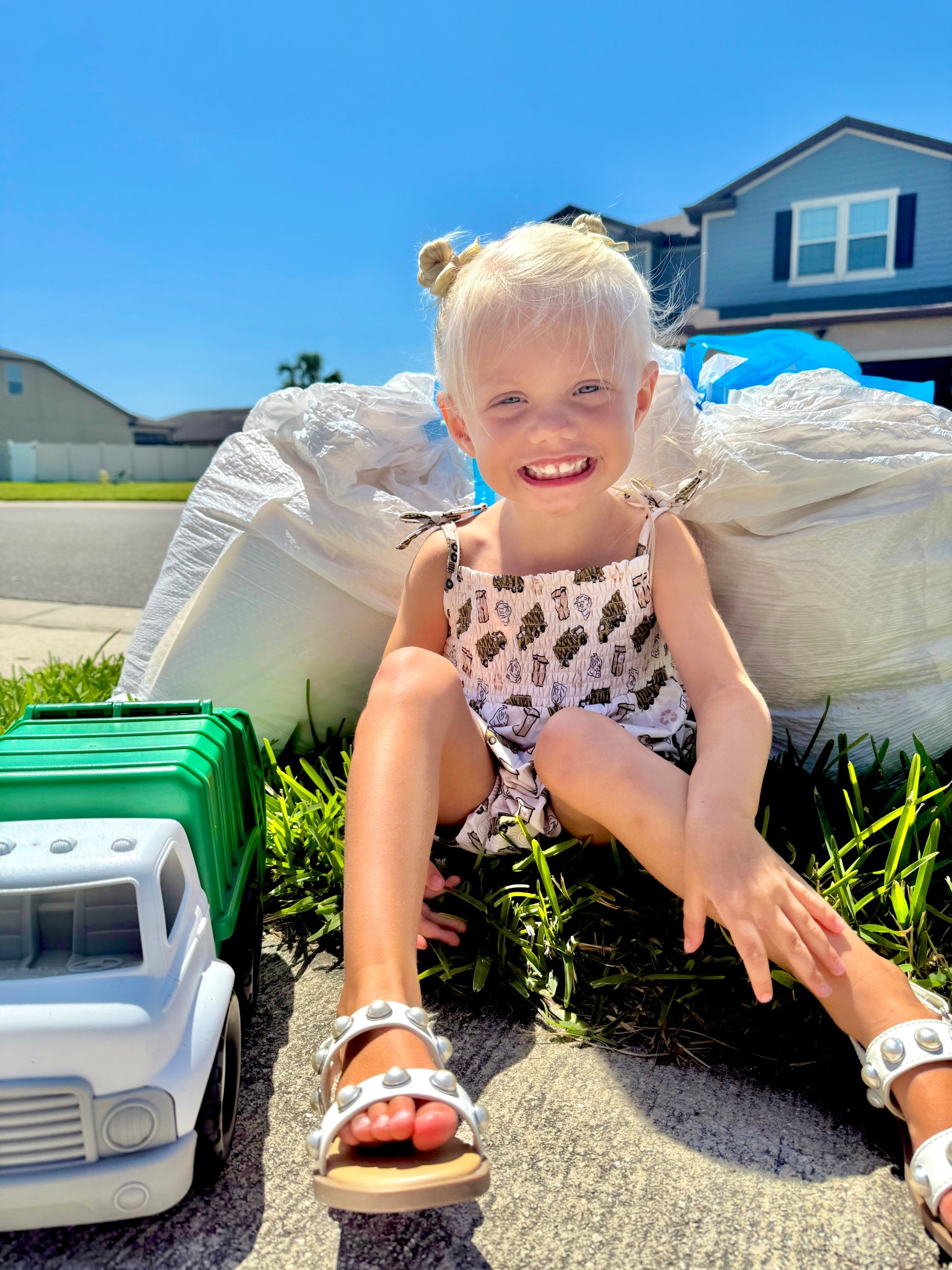 Toddler. Baby. Bamboo. Viscose. Garbage truck. Trash truck. Romper. Bubble romper. Smocked. Sandals. Toy. 

#LTKFindsUnder50 #LTKKids #LTKFamily