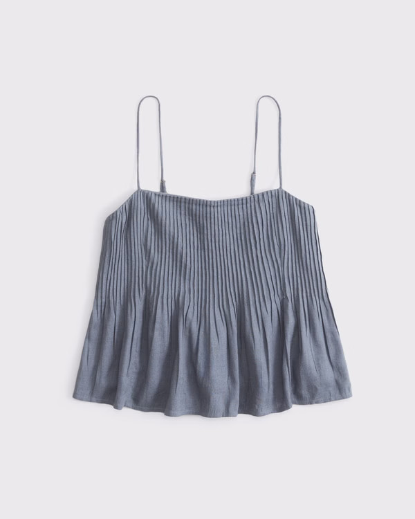 Linen-Blend Pintuck Cami | Abercrombie & Fitch (US)
