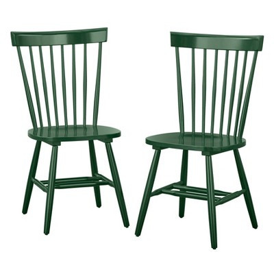 Buylateral Set of 2 Venice Farmhouse Solid Wood Spindle Dining Chairs Dark Green: Rubberwood Frame, Mid-Century Style | Target