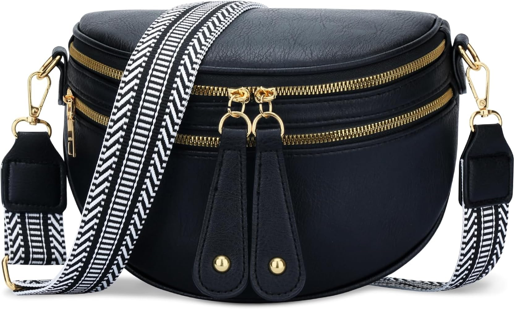 KKXIU Crossbody Sling Bag for Women Trendy Fanny Pack Vegan Leather Chest Bag | Amazon (US)