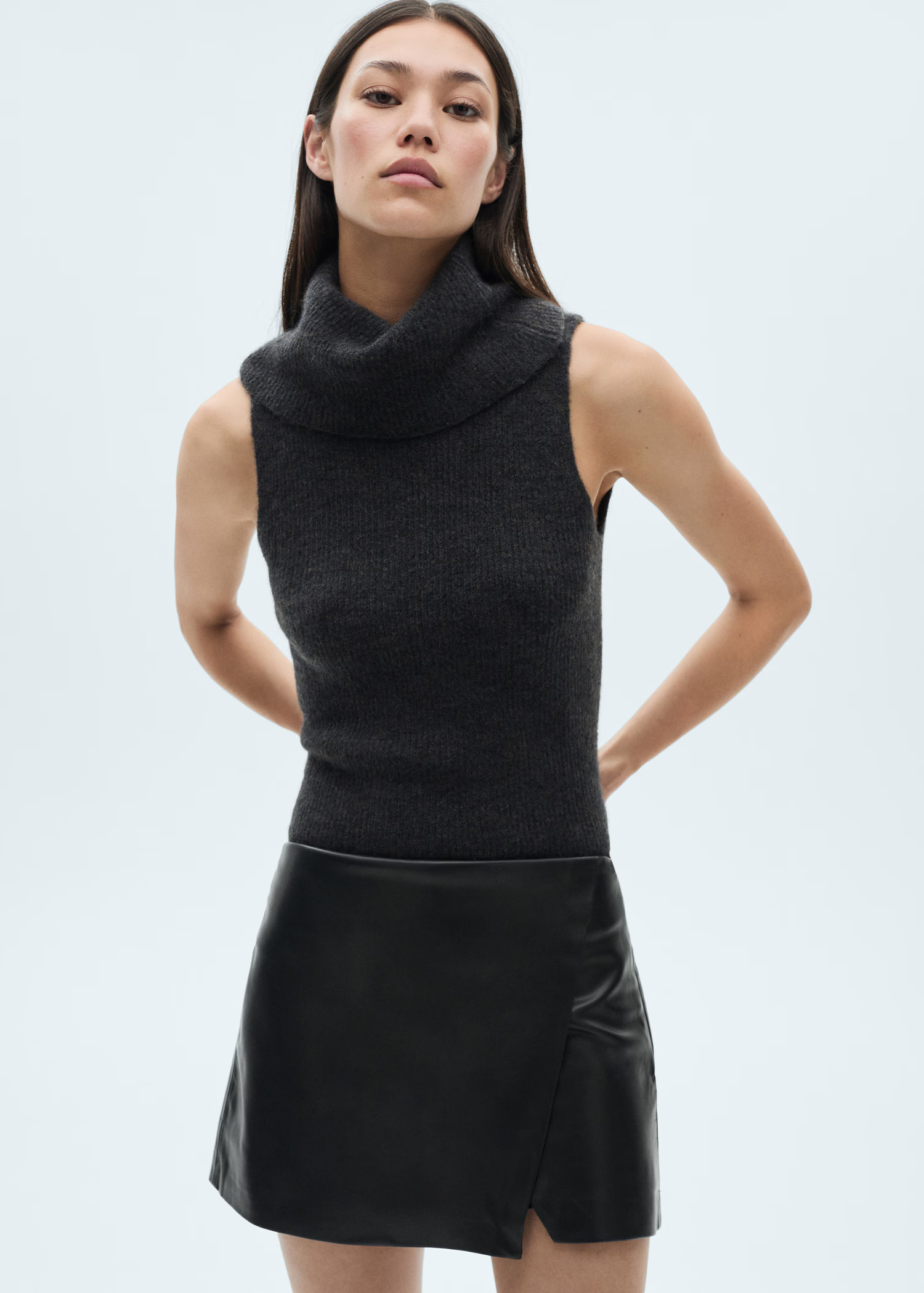 Leather-effect culottes - Woman | MANGO USA | MANGO (US)