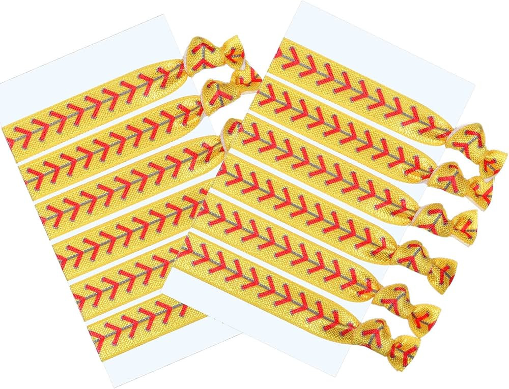 12 Pieces Softball Hair Ties Hair Accessories Girls Hair Ties No Crease Hair Elastics Set for Pla... | Amazon (US)