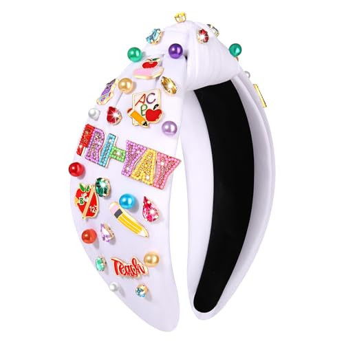 NVENF Teacher Headband for Women Colorful FRI-YAY Pencil Headbands Crystal Pearl Jeweled Knotted Headbands Back To School Headband Teacher Appreciation Gifts (Style K) | Amazon (US)