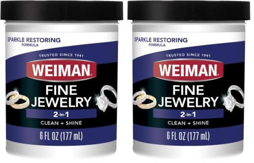 Weiman Fine Jewelry Cleaner Liquid with Cleaning Brush – Restores Shine & Brilliance to Gold, Platinum, Precious Gemstones & Diamond Jewelry, 6 Oz (Pack of 2) | Amazon (US)