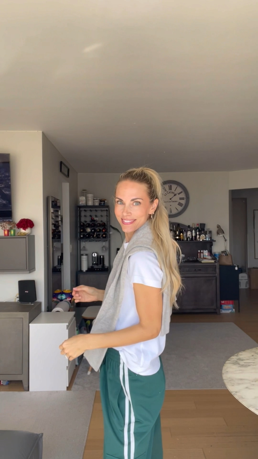 Easy weekend or pickup look! 

Track pants come in many colors. Wearing a size small. Pants have drawstring at the bottom, so you can play with length and style. I’m 5’8” for reference. 

White tee is a thicker material, and great for under sweaters/sweatshirts. Size up one size. I’m wearing a medium. 

#LTKFindsUnder50 #LTKActive #LTKSaleAlert