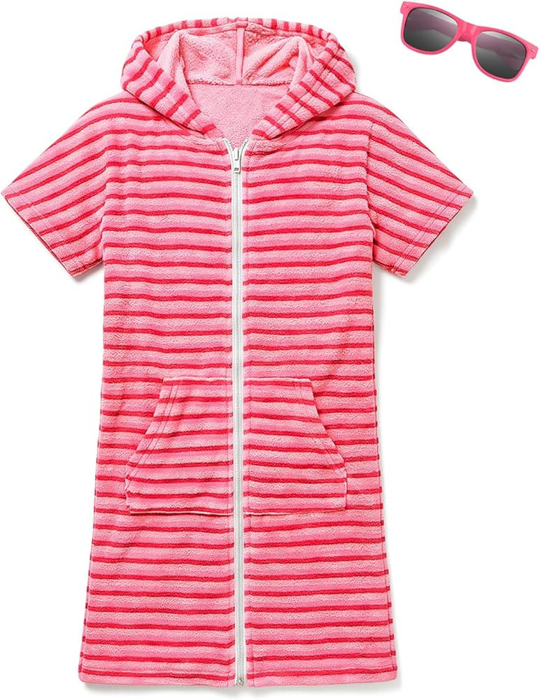 BesserBay Unisex Kids Hooded Swim Cover Up Robe with Pockets and Sunglasses Terry Cloth for Beach... | Amazon (US)